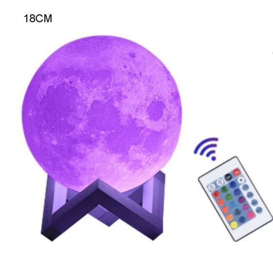 16-Color Moon Lamp LED Night Light with Stand & Remote – Creative Home Decor