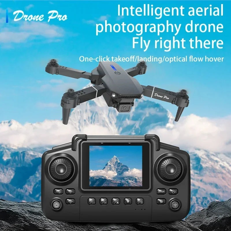 2025 E88 Pro Mini Drone – 4K Dual Camera, Screen Control, LED Lighting, Optical Flow Positionin