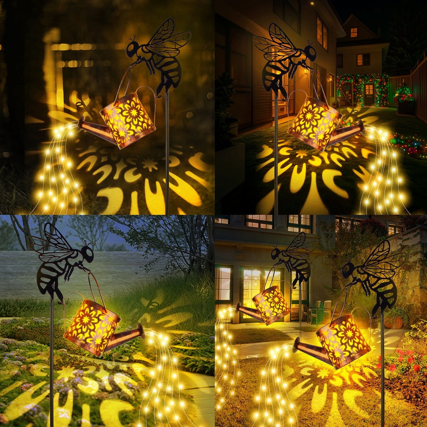 Solar Garden Lights – Flower-shaped Metal Watering Can, Outdoor Waterproof Patio & Lawn Decor